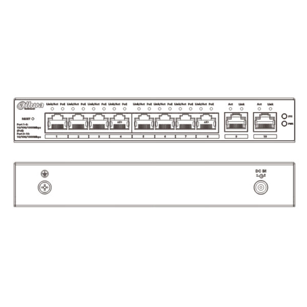 Switch PoE 8 puertos Gigabit + 2RJ45 Uplink Gigabit 110W Manejable en Cloud Layer2 - Imagen 3