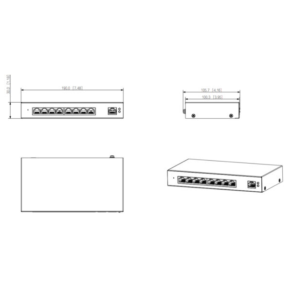 Switch PoE 2.0 8 puertos Gigabit + 1RJ45 Uplink Gigabit 96W Manejable en Cloud Layer2 - Imagen 2