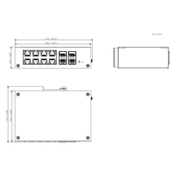 Switch Hardened PoE 8 puertos 10/100 +4SFP Gigabit 120W Manejable Layer2 - Imagen 4