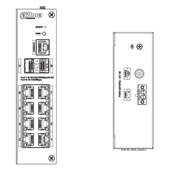 Switch Hardened PoE 8 puertos Gigabit +2SFP Gigabit 110W Manejable Layer2 - Imagen 3
