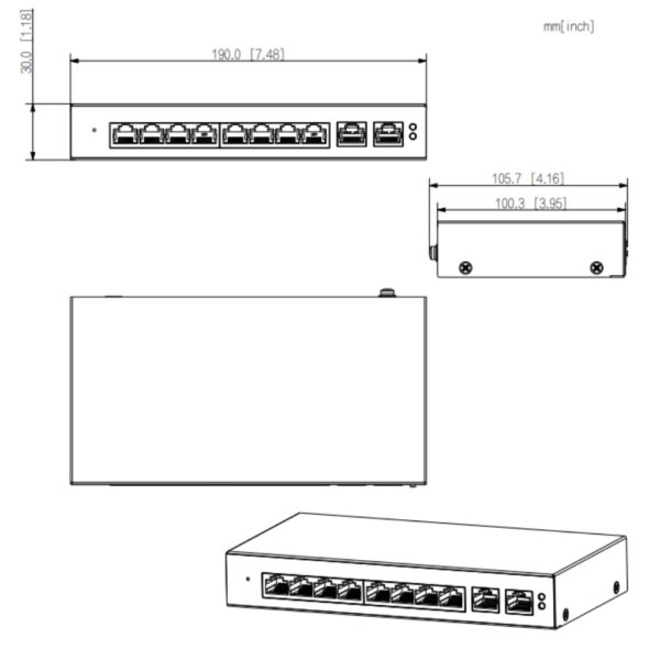 Switch PoE 2.0 8 puertos 10/100 + 2RJ45 Uplink Gigabit 96W Manejable en Cloud Layer2 - Imagen 2