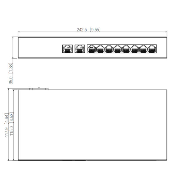 Switch PoE 8 puertos Gigabit + 2RJ45 Uplink Gigabit 65W No_Manejable Layer2 - Imagen 4