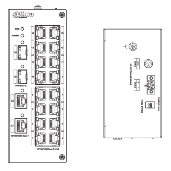 Switch Hardened PoE 16 puertos Gigabit (2RJ45+2SFP) Uplink Gigabit 190W No_Manejable Layer2 - Imagen 3