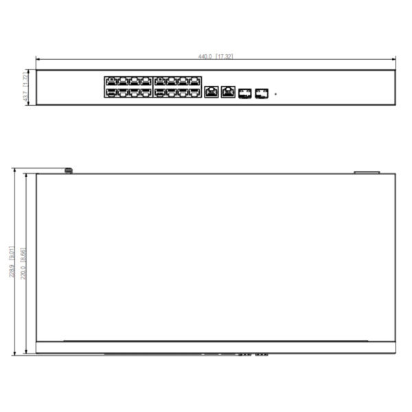 Switch PoE 16 puertos 10/100 + 2 Combo Gigabit RJ45/SFP Uplink 190W Manejable en Cloud Layer2 - Imagen 2