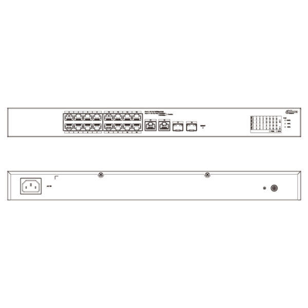 Switch PoE 16 puertos 10/100 + 2 Combo Gigabit RJ45/SFP Uplink 190W Manejable en Cloud Layer2 - Imagen 3