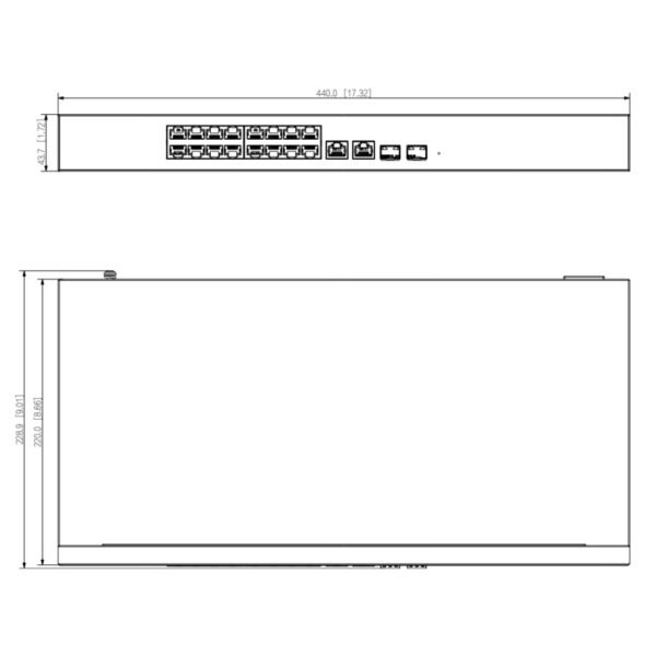 Switch PoE 16 puertos 10/100 + 2 Combo Gigabit RJ45/SFP Uplink 240W Manejable en Cloud Layer2 - Imagen 2