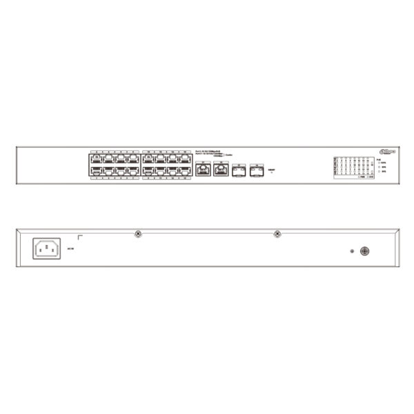 Switch PoE 16 puertos 10/100 + 2 Combo Gigabit RJ45/SFP Uplink 240W Manejable en Cloud Layer2 - Imagen 3