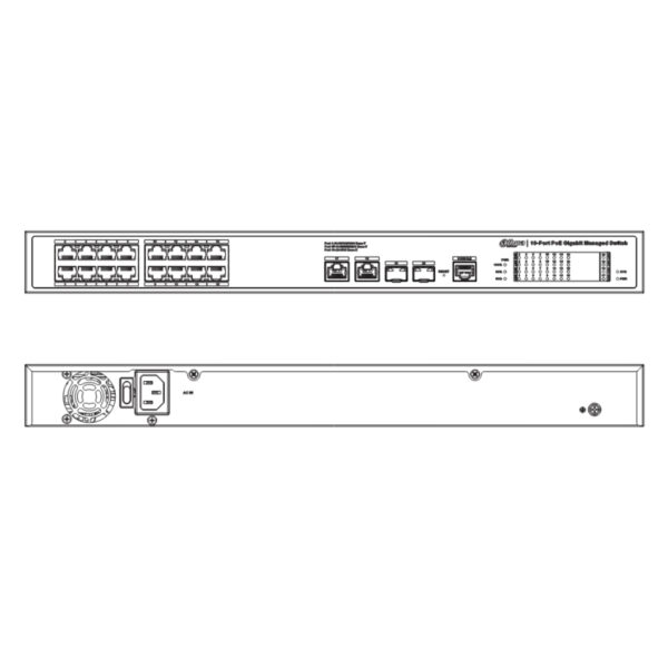 Switch PoE 16 puertos Gigabit + 2 Uplink Gigabit RJ45 + 2SFP Gigabit 240W Manejable Layer2 - Imagen 3