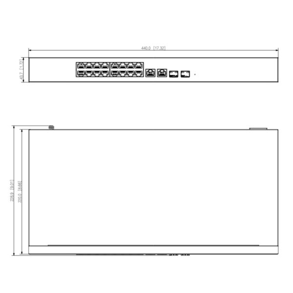 Switch PoE 16 puertos Gigabit + 2 Uplink Gigabit RJ45 + 2SFP Gigabit 240W Manejable en Cloud Layer2 - Imagen 2