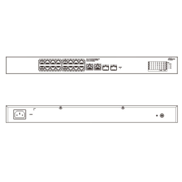 Switch PoE 16 puertos Gigabit + 2 Uplink Gigabit RJ45 + 2SFP Gigabit 240W Manejable en Cloud Layer2 - Imagen 3