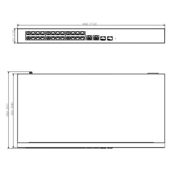 Switch PoE 24 puertos Gigabit + 2 Uplink Gigabit RJ45 + 2SFP Gigabit 375W Manejable en Cloud Layer2 - Imagen 2