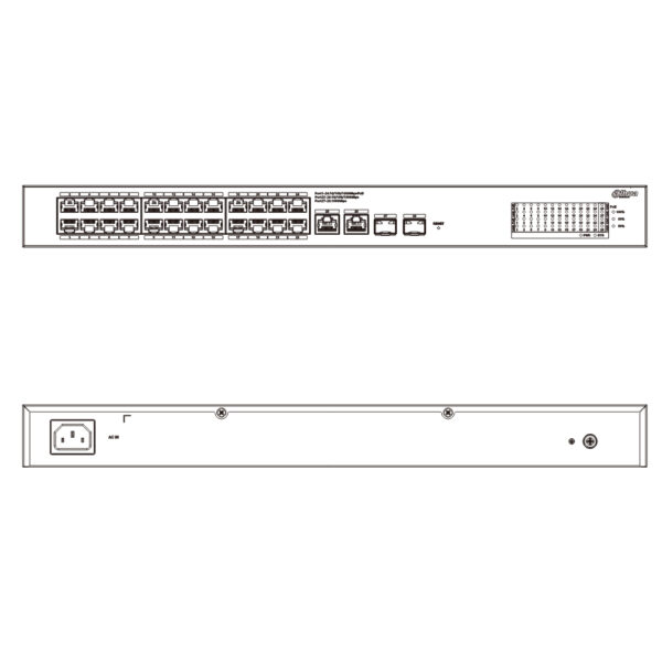 Switch PoE 24 puertos Gigabit + 2 Uplink Gigabit RJ45 + 2SFP Gigabit 375W Manejable en Cloud Layer2 - Imagen 3