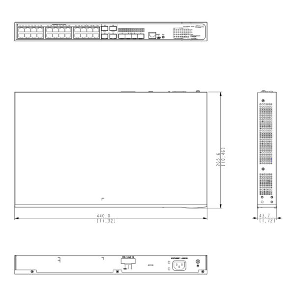 Switch PoE 24 puertos Gigabit + 4 Combo Gigabit SFP/SFP+ 10Gbps 370W Manejable Layer3 - Imagen 5