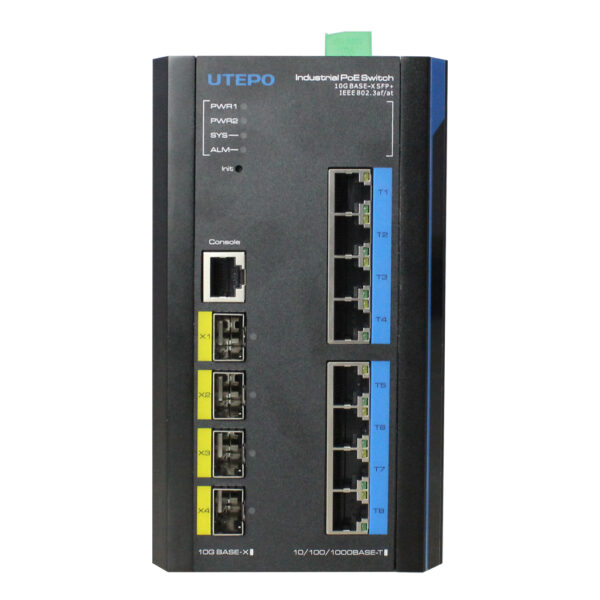 Switch Industrial Fast-Ring PoE 8 puertos Gigabit + 4 Uplink 10G SFP 240W 802.3af/at 6KV - Layer 3 - Imagen 2
