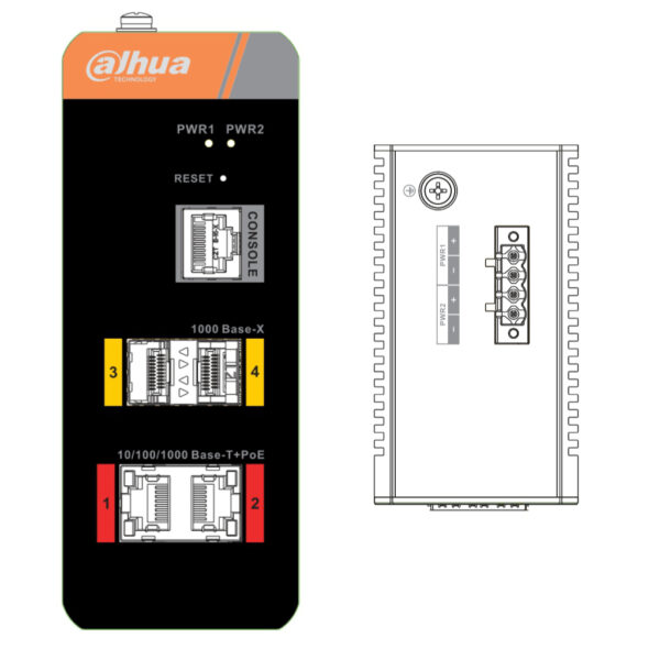 Switch PoE 2.0 Industrial 2 puertos Gigabit + 2SFP Uplink Gigabit 120W Manejable Layer2 - Imagen 3