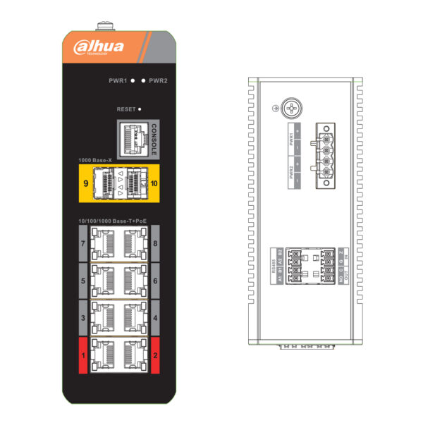 Switch PoE 2.0 Industrial 8 puertos Gigabit + 2SFP Uplink Gigabit 120W Manejable Layer2 - Imagen 3