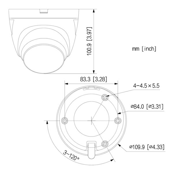 Domo HDCVI TiOC 4EN1 2M 1080P WDR Iluminación Dual LED40m/IR40m 2.8mm IP67 AUDIO MIC E/S - Imagen 2