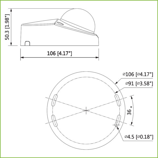 Domo HDCVI 4EN1 2M 1080P DN ICR WDR Starlight IR20m 0Lux 2.8mm IP67 IK10 MIC Color Negro - Imagen 2