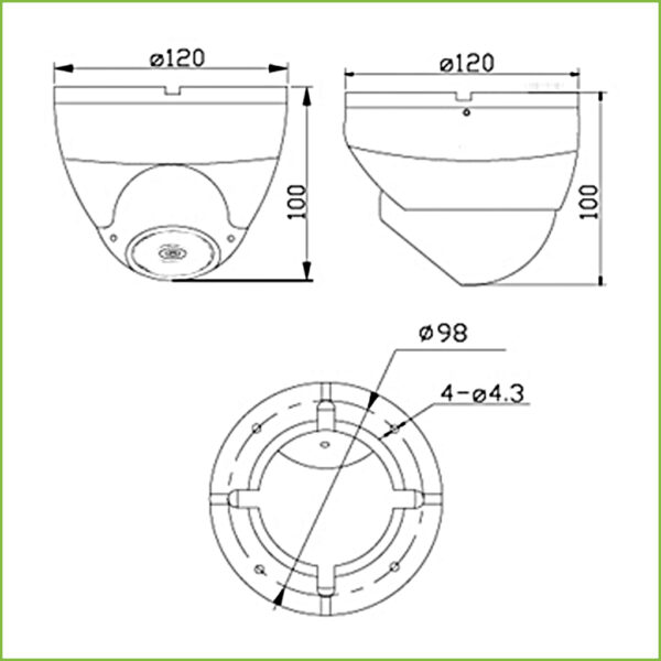 Domo HDCVI 2M 1080P DN ICR 0.00001Lux 5.5mm IP66 - Imagen 2