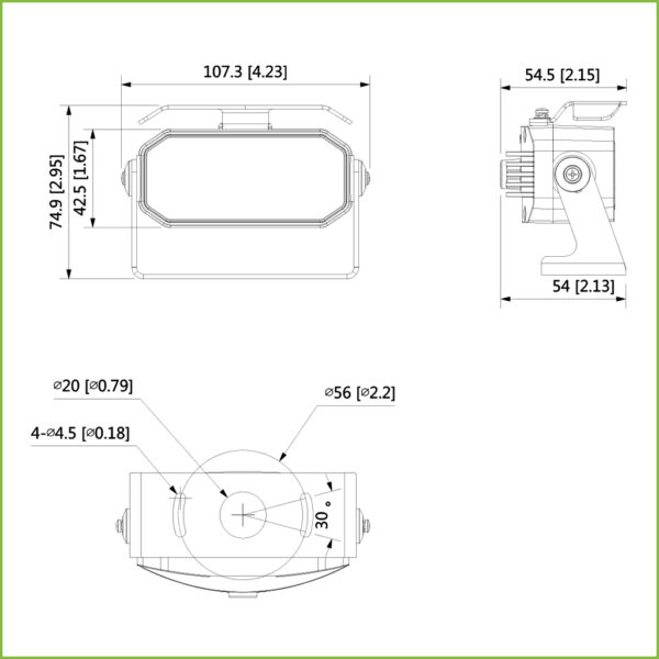 Domo HDCVI 4EN1 2M 1080P DN IR20m 0Lux 2.8mm MOVIL conector AVIACION M12 IP67 MIC - Imagen 3