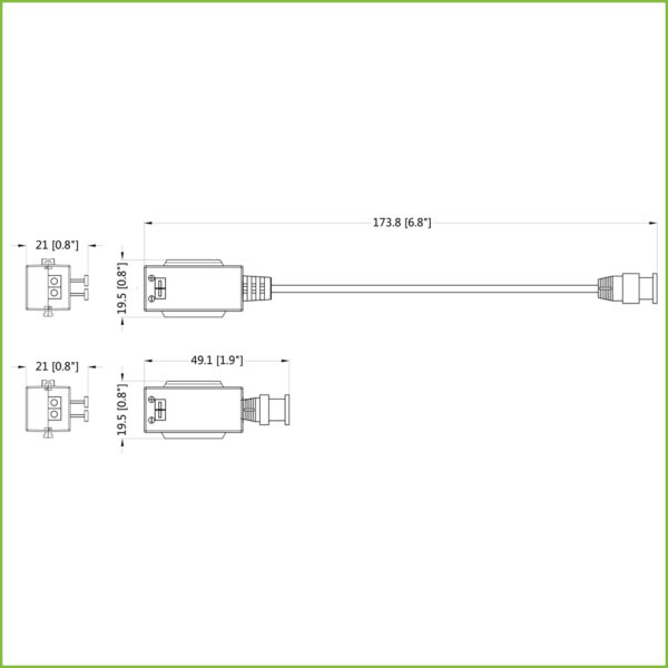 Kit Conversor UTP Vídeo para HDCVI/TVI/AHD hasta 4K Apilable con 1 Cable Flexible y PushPin (2 uds) - Imagen 2