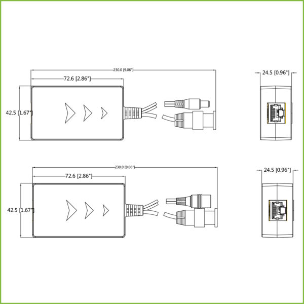 Kit Conversor UTP Vídeo+Alimentación Larga Distancia para HDCVI/TVI/AHD hasta 4MP con RJ45 (2 uds) - Imagen 2