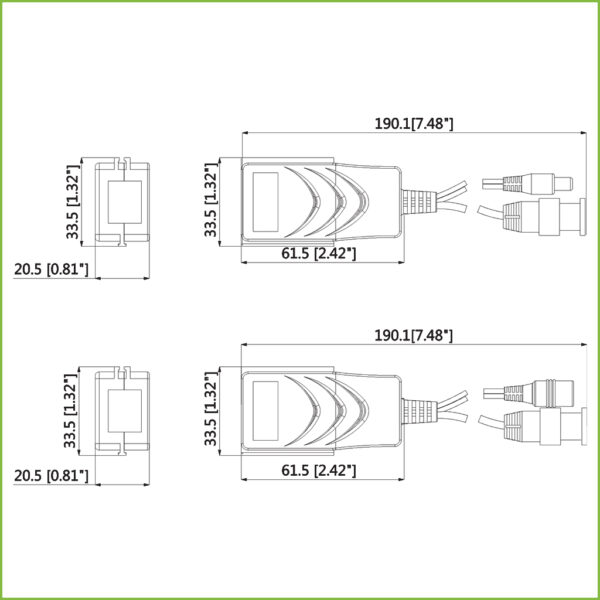 Kit Conversor UTP Vídeo+Alimentación para HDCVI/TVI/AHD hasta 4K con RJ45 (2 uds) - Imagen 2