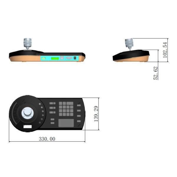 Teclado IP RS485/RS422/USB/RS232 para control PTZ DVR NVR 3 Ejes 12Vdc - Imagen 2