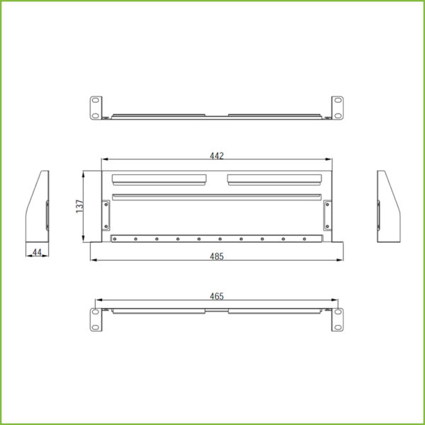 Soporte Rack 19" 1U para inyectores y switches de 4/8 puertos de Utepo - Imagen 2