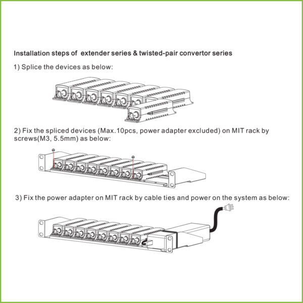Soporte Rack 19" 1U para inyectores y switches de 4/8 puertos de Utepo - Imagen 4