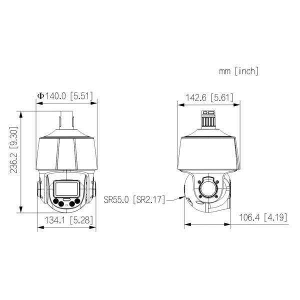 Cámara PTZ IP 2M H265 WDR Iluminación Dual LED30m/IR50m 5x IP66 PoE AUDIO MIC E/S AI - Imagen 3