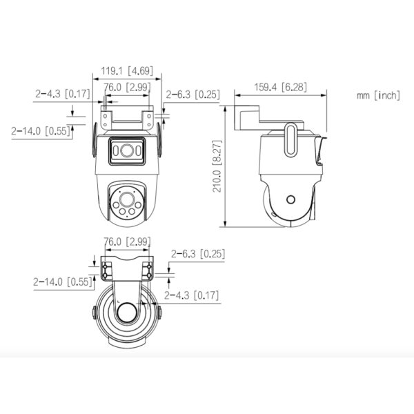 P3D-3F-PV - Cámara PT IP DUAL-LENS 3M+3M H265 Iluminación Dual LED20m/IR30m IP66 WiFi MIC/Altavoz AI - Imagen 2