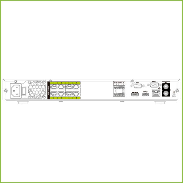 NVR 16ch 320Mbps H265 HDMI 8PoE (8ePoE/EoC) 2HDD E/S AI - Imagen 3