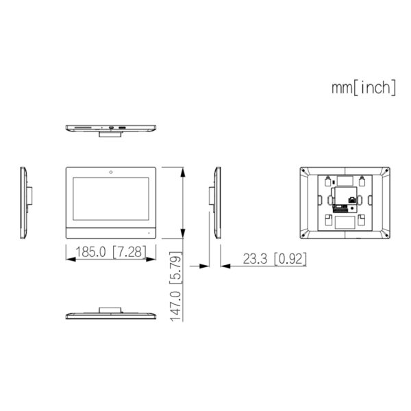 Monitor Interior 7" de Superficie para Videoportero IP WiFi PoE SD 6E 1S Alarma Negro con Cámara frontal - Imagen 4
