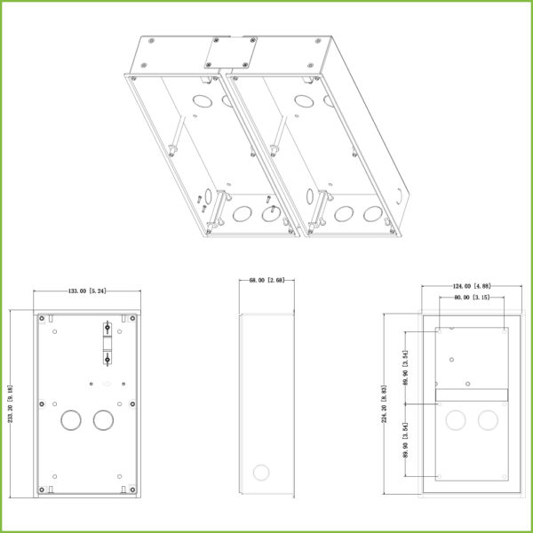 Caja de montaje para 2 módulos de Videoportero Dahua insertar / superficie para VTO4202F-X series - Imagen 2