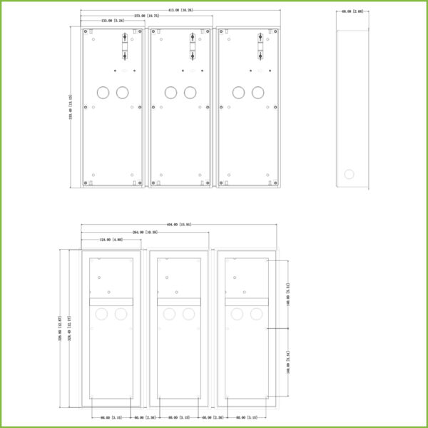 Caja de montaje para 3 módulos de Videoportero Dahua insertar / superficie para VTO4202F-X series - Imagen 3