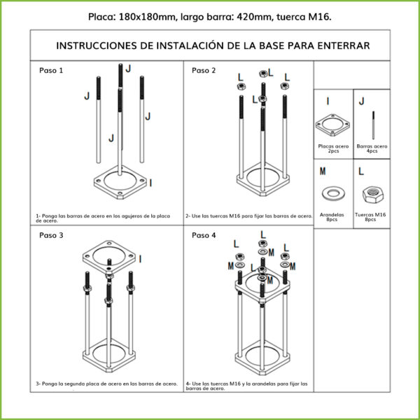 Báculo desmontable de 4,5m de altura en acero galvanizado de color negro con soporte para cámara y speed dome - Imagen 5