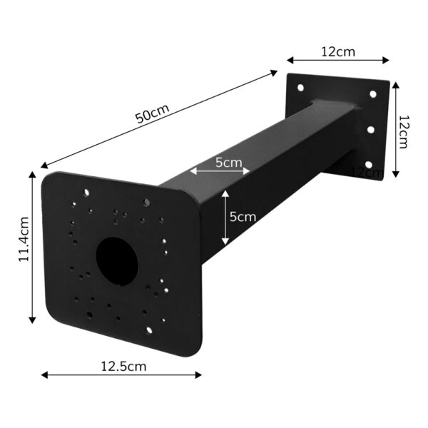 Soporte de 500mm para instalación de camara bullet en báculo de 6m de color negro - Imagen 2