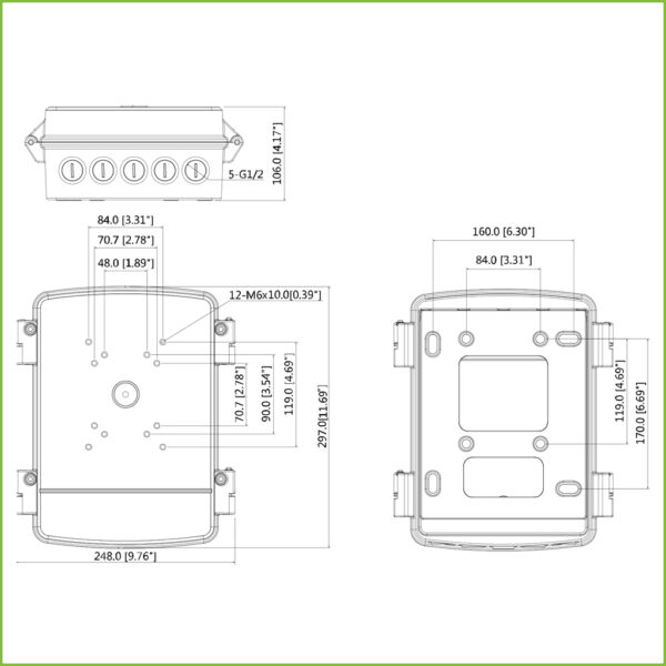 Caja alimentación y conexiones Water-proof IP66 para Domos motorizados - Imagen 2