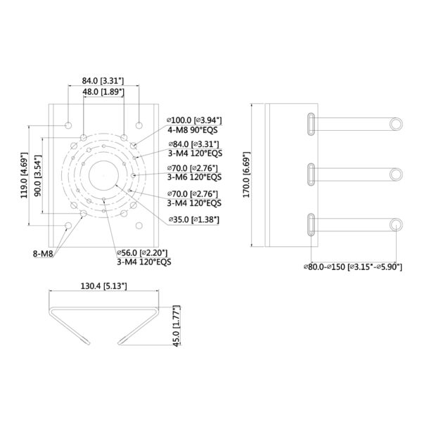Adaptador a poste para PFBx PFAx Color Negro - Imagen 2