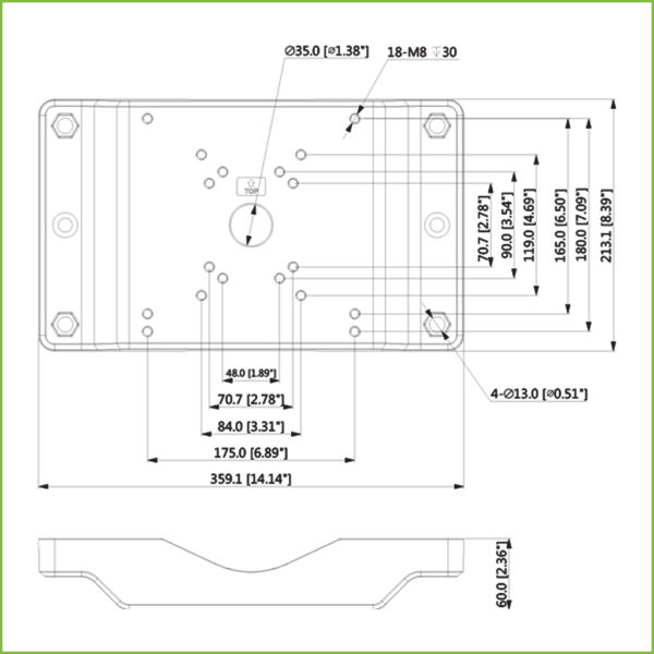 Adaptador a poste para Speed Domo, PTZ y cajas de vigilancia exterior Anticorrosión (Aluminio y Acero inoxidable) - Imagen 2