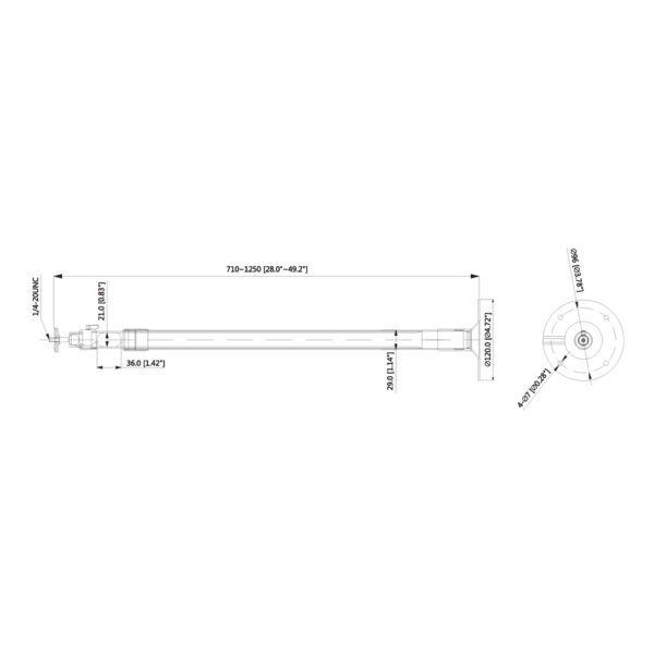 Soporte de montaje en techo, ajustable de aluminio - Imagen 2