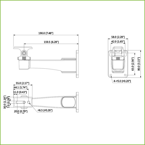Soporte para montaje en pared para IPC-HFW3241DF-AS-4G e IP-HFxxx - Imagen 2