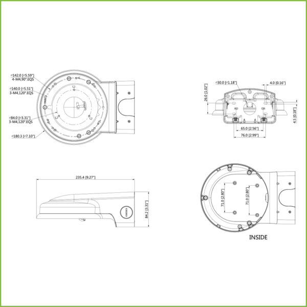 Soporte para montaje en pared para Domos HDBWxxExx y HDBWxxHxx - Imagen 2