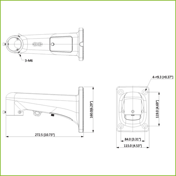 Soporte para montaje en pared para Speed Dome SD8A - Imagen 2
