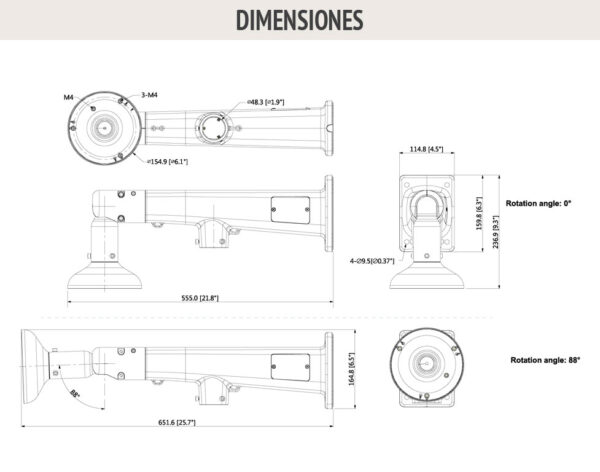 Soporte para montaje en pared para Fisheye + Speed Dome - Imagen 2