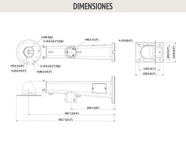 Soporte de pared para combinado de Cámaras Domo + Speed Dome - Imagen 2