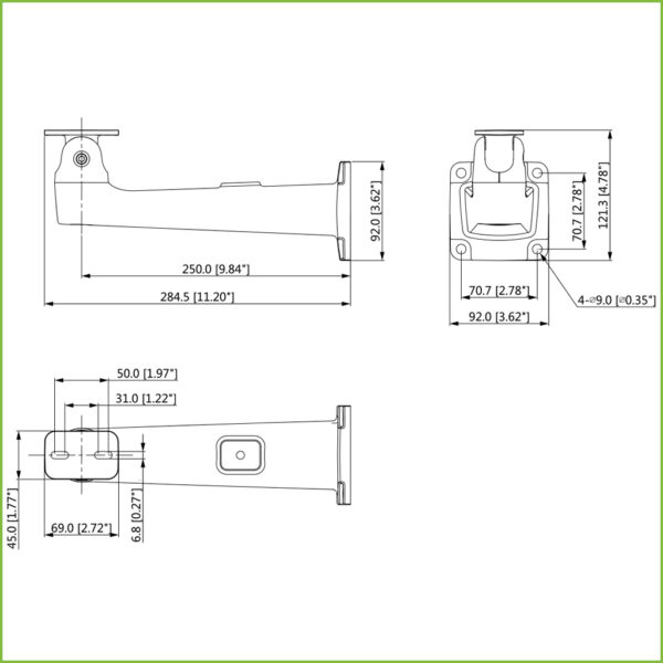 Soporte pared pasa-cable para carcasas de la serie PFH610V - Imagen 2