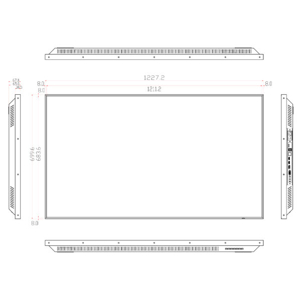 Monitor 55" Dahua para Seguridad 24/7 Metálico VGA/HDMI/DP/Audio/USB Multimedia/RS232 16:9 4K - Imagen 4