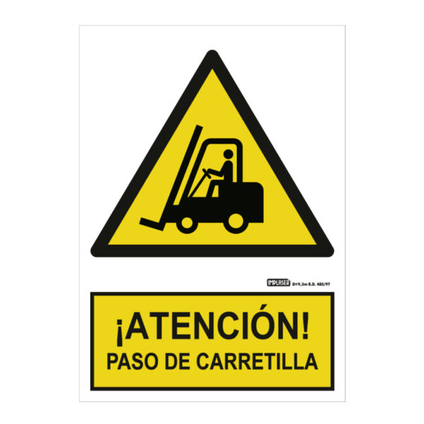 Señal ¡ATENCIÓN! paso de carretilla 29,7x21cm